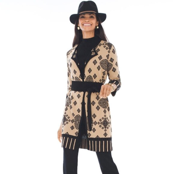 Chico's Petunia Placed-Pattern Cardigan Size 12/Large (Chico's 2) - Picture 14 of 16